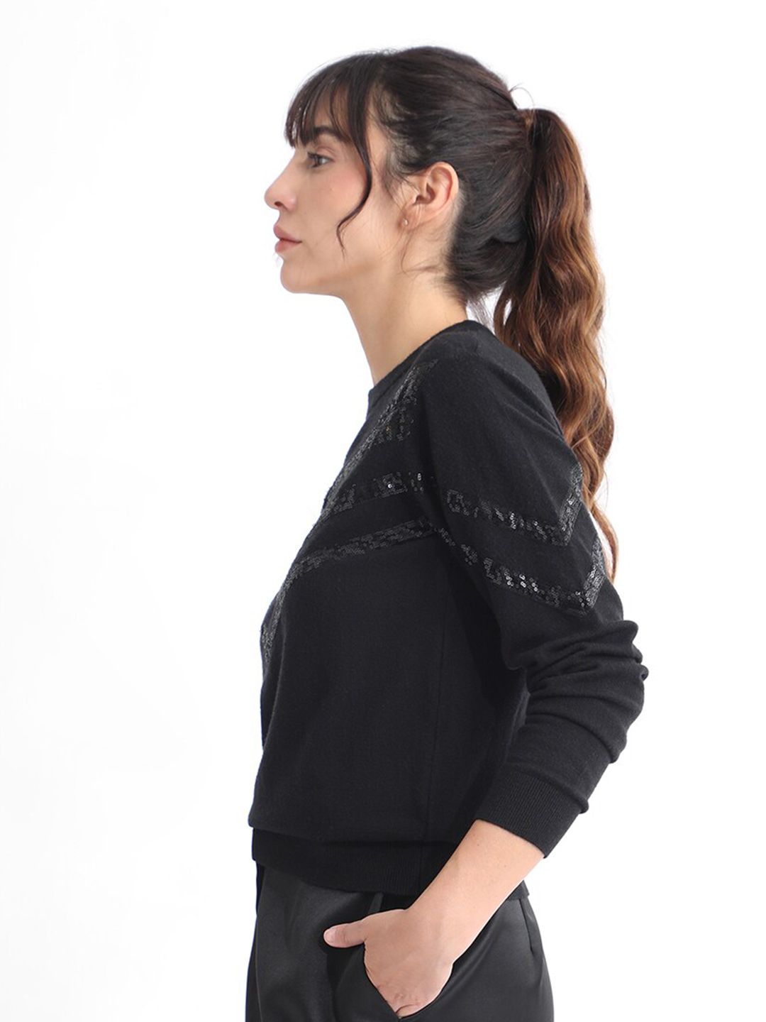 RAREISM Embellished Sequined Pullover Sweater
