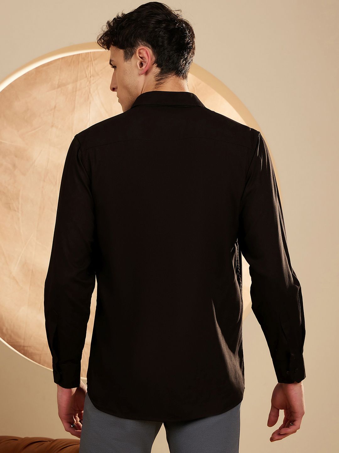 DENNISON Men Black Smart Slim Fit Solid Formal Wrinkle Free Shirt