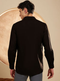 DENNISON Men Black Smart Slim Fit Solid Formal Wrinkle Free Shirt