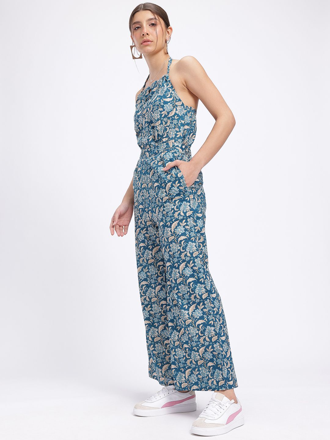 DressBerry Floral Story Halter Neck Basic Jumpsuit
