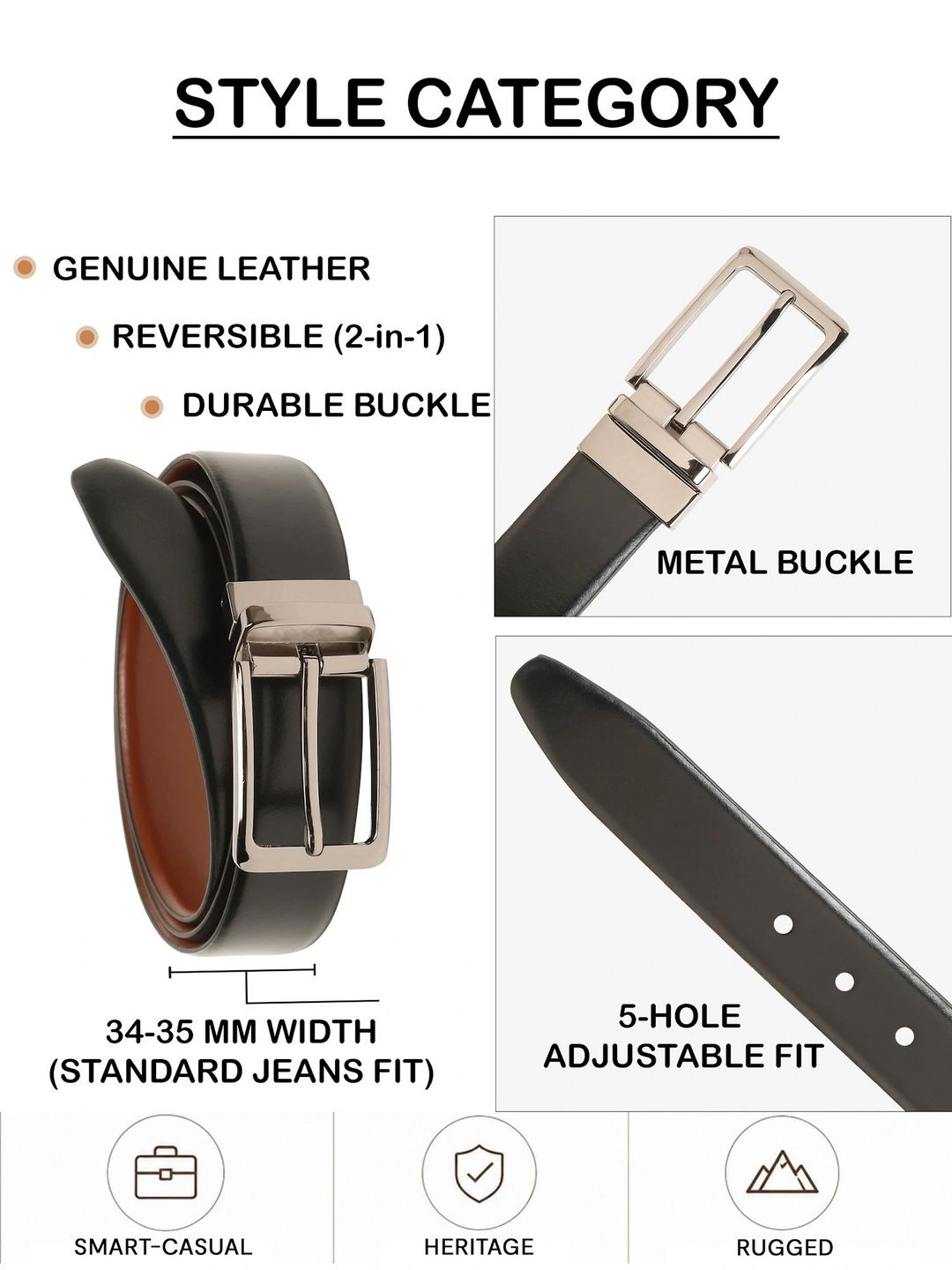 Teakwood Leathers Men Leather Reversible Formal Belt