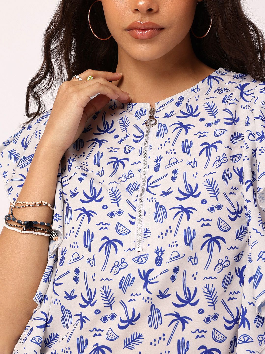 DressBerry Cute Classic Printed Ruffled Mini Shift Dress
