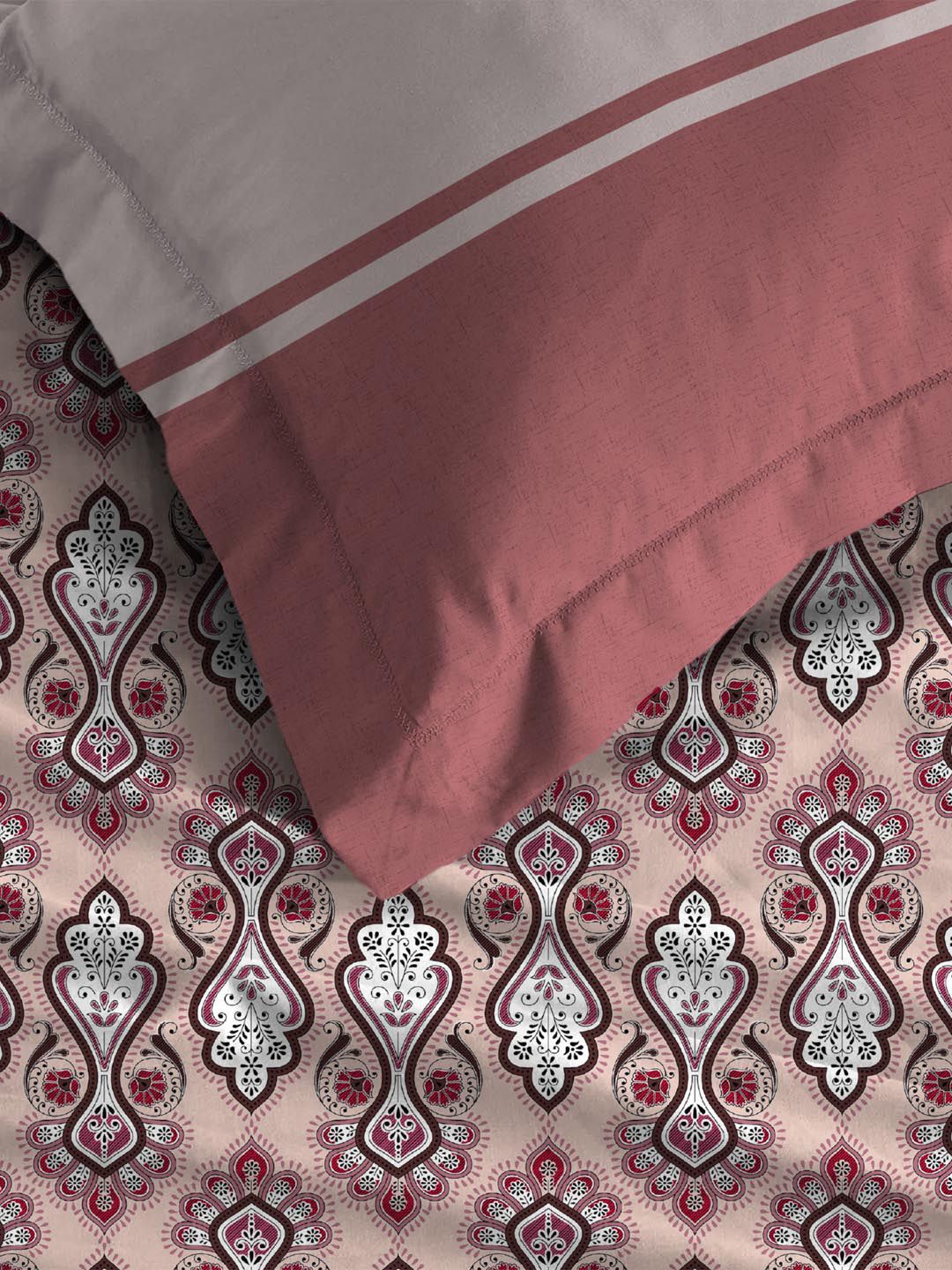 MYTRIDENT Delicate Blush Urban Comfort Flat 144TC Queen Cotton Bedsheet Set