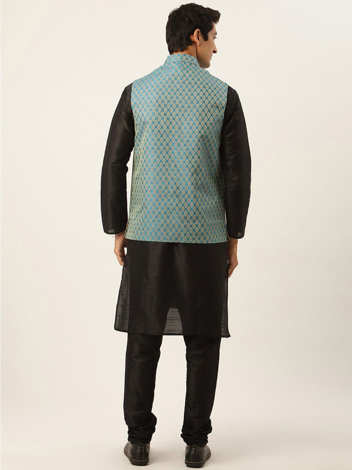 SOJANYA Mandarin Collar Silk Blend Regular Kurta With Churidar & Nehru jacket