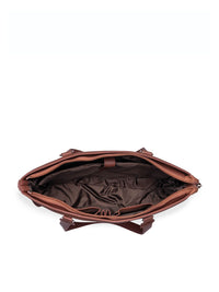 ZOUK Women Navy Blue & Brown Floral Laptop Structured Bag