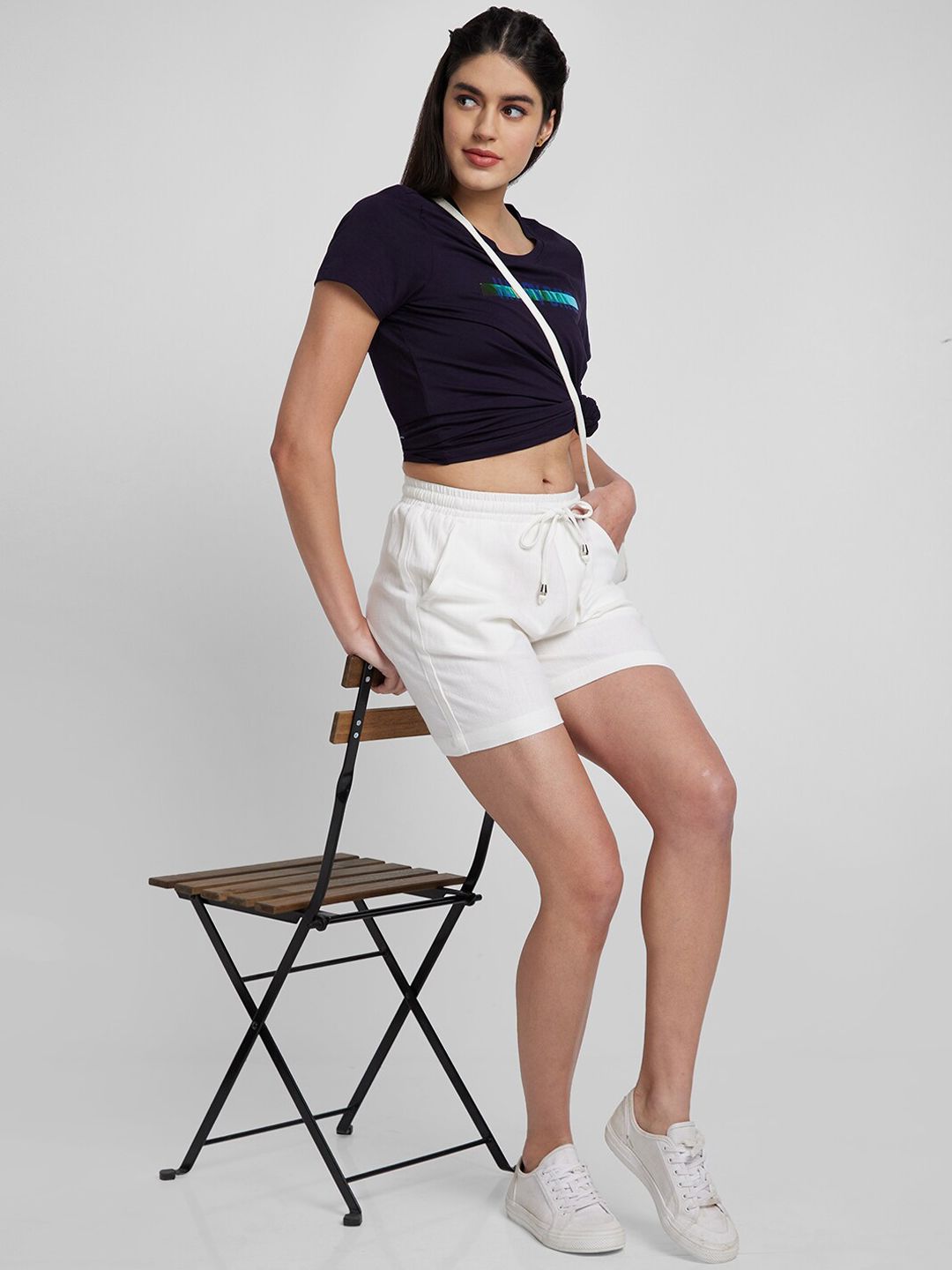SPYKAR Women Regular Fit Mid-Rise Shorts