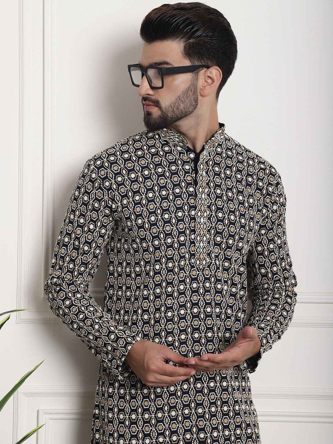 SOJANYA Ethnic Motifs Embroidered Thread Work Cotton Straight Kurta