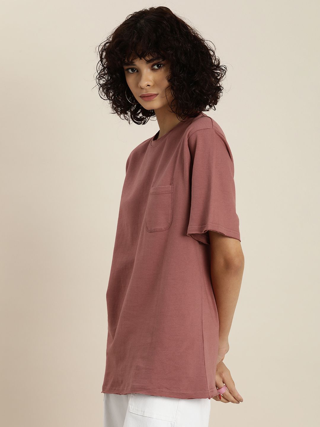 DILLINGER Womens Honeycomb Structure Oversized T-shirt