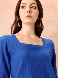 all about you Open Knit Puff Sleeve Top