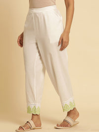 W Women Straight Fit Pleated Pure Cotton Ethnic Trousers