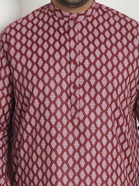 SOJANYA PLUS Saiz PLus Motif Etnik Bercetak Kolar Jalur Lengan Panjang Kurta Lurus