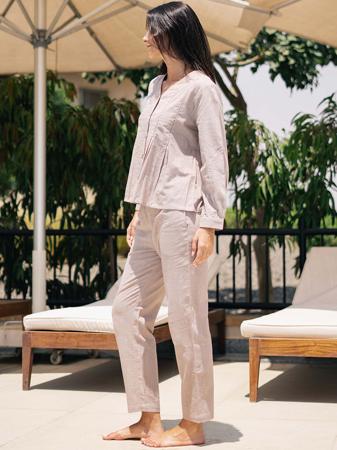 SANSKRUTIHOMES V-Neck Pure Cotton Night suit