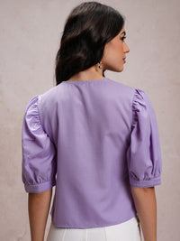 Tokyo Talkies Club Collar Puff Sleeves Casual Shirt