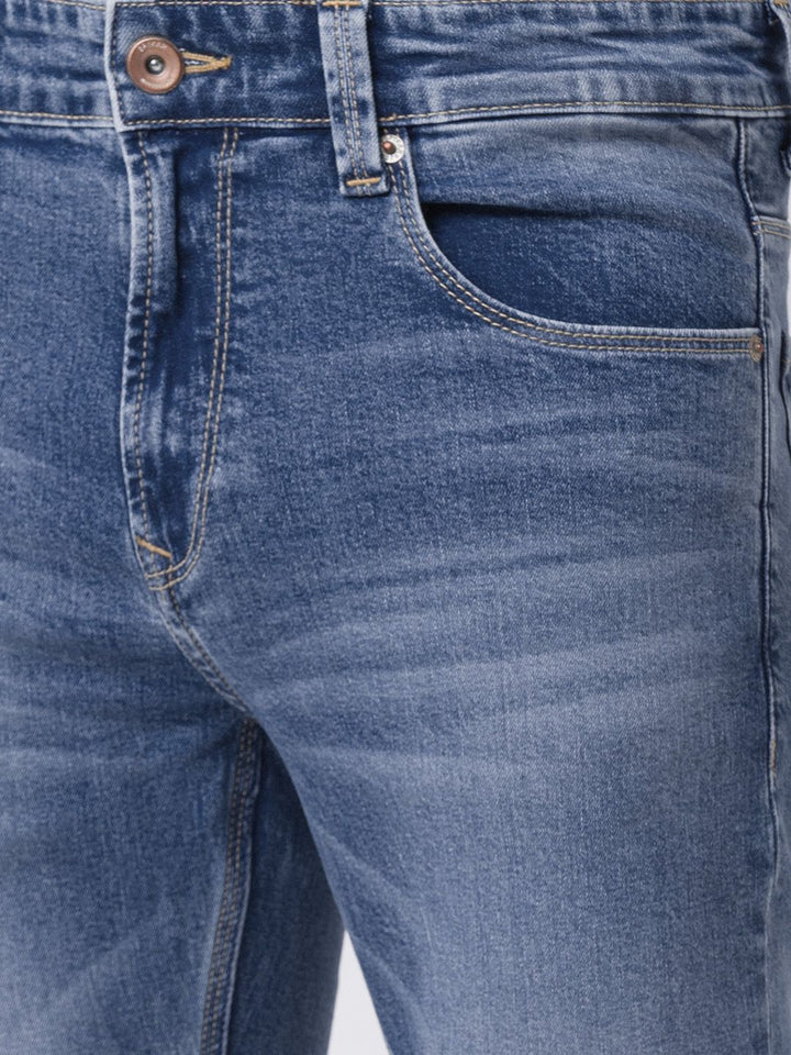 Spykar Men Lurus Fit Light Fade Regangan Seluar jeans