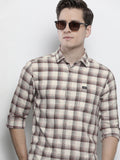 The Indian Garage Co Men Beige Checked Casual Shirt