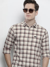 The Indian Garage Co Men Beige Checked Casual Shirt