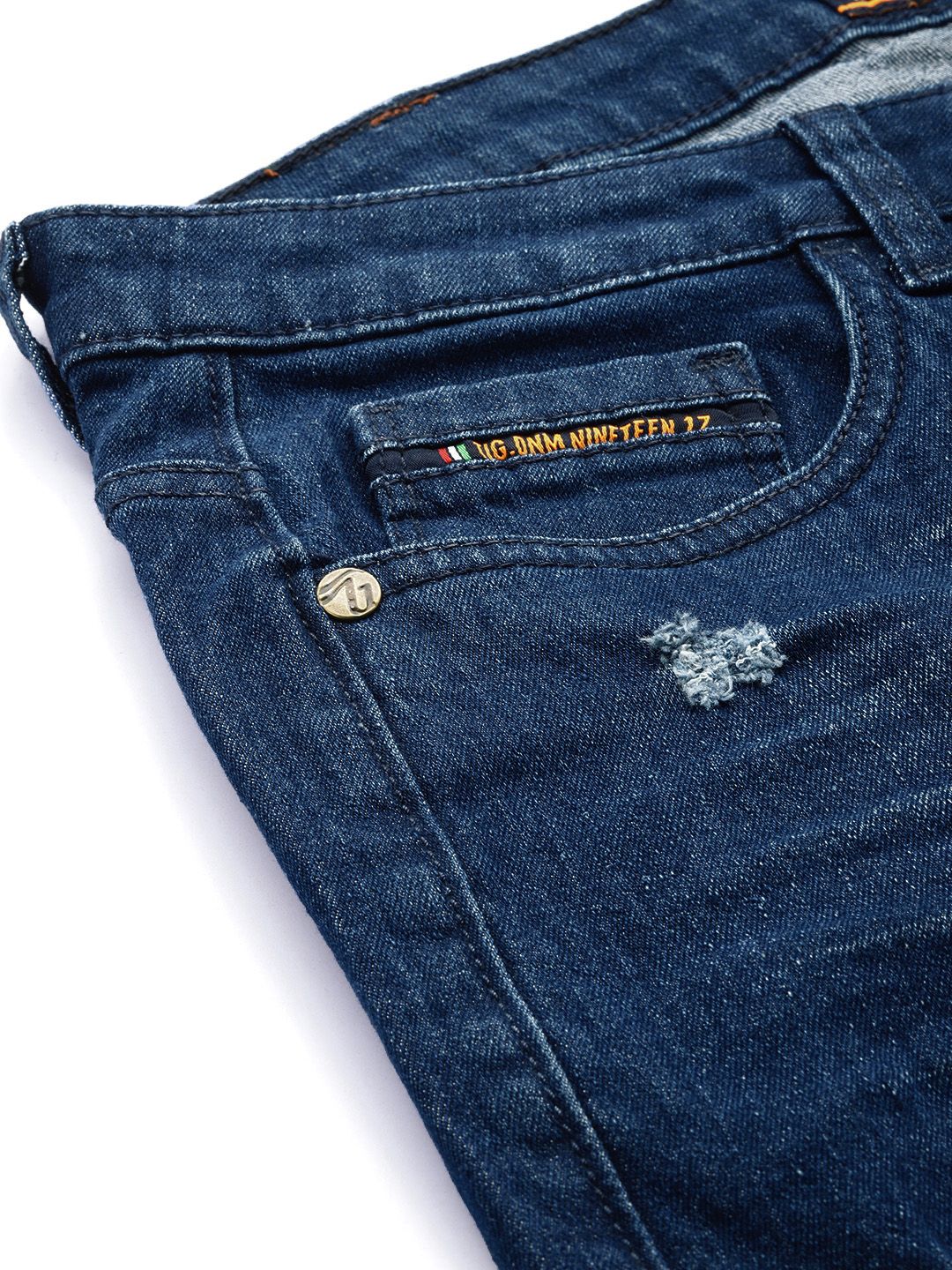 The Indian Garage Co Men Slim Fit Stretchable Mildly Distressed Jeans