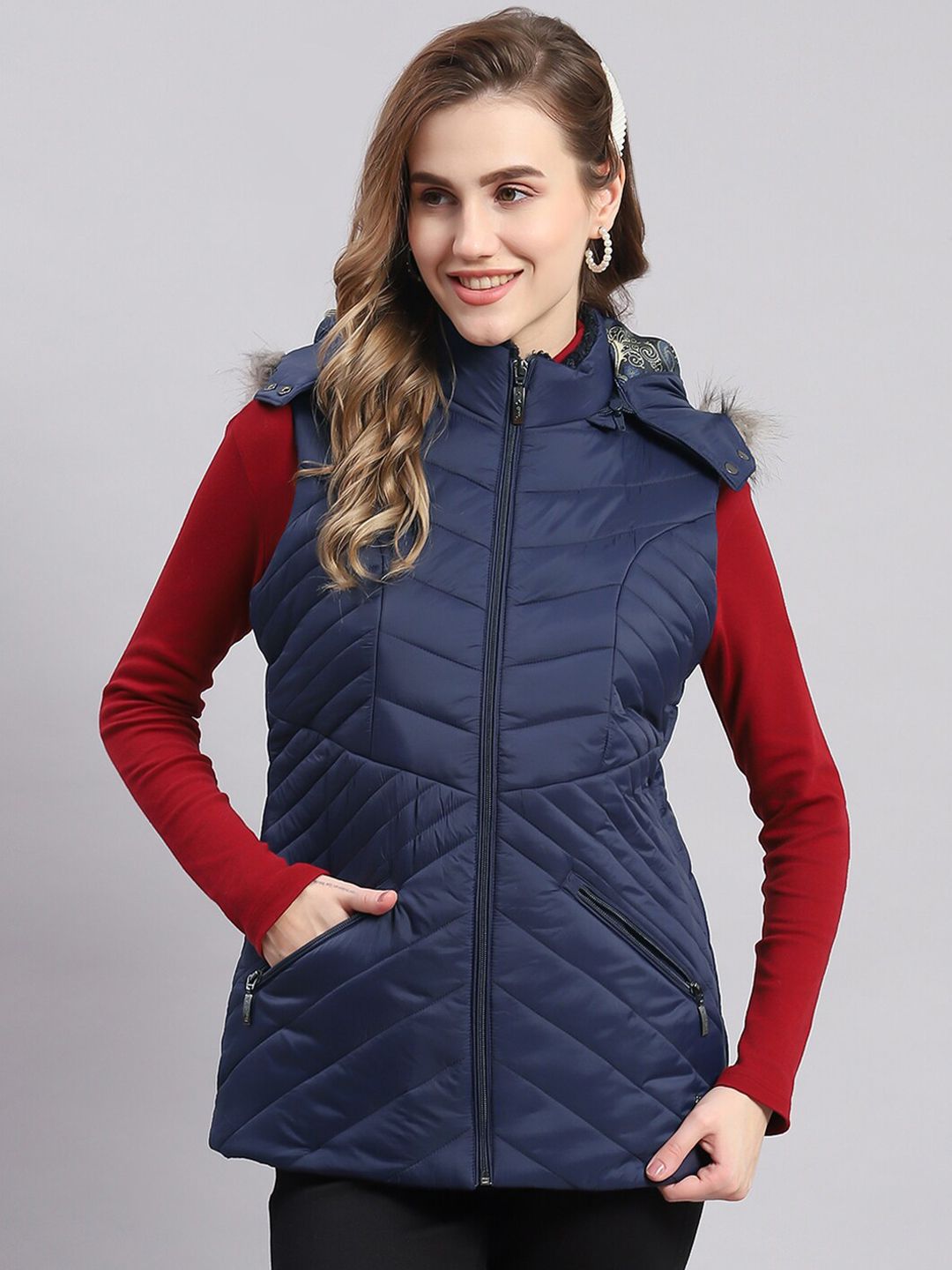 Monte Carlo Faux Fur Trim Hooded Lightweight Padded Jacket