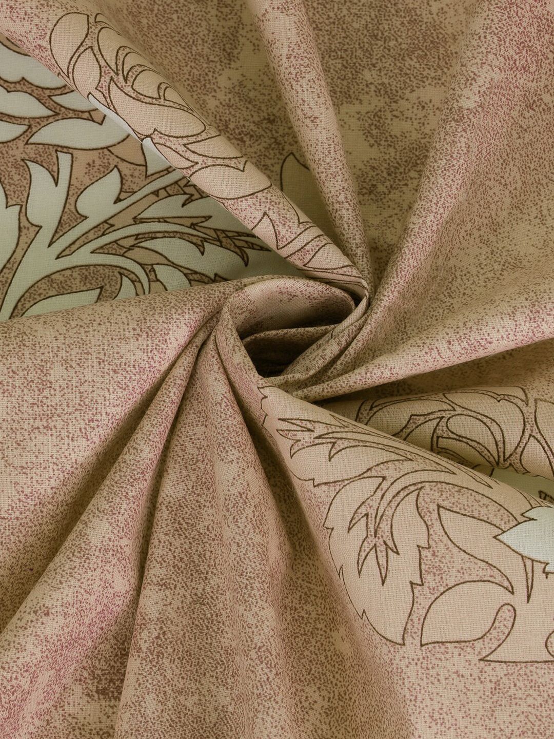 KLOTTHE Beige Floral Cotton 400 TC King Superfine Bedsheet with 2 Pillow Covers-98 x 89 inches