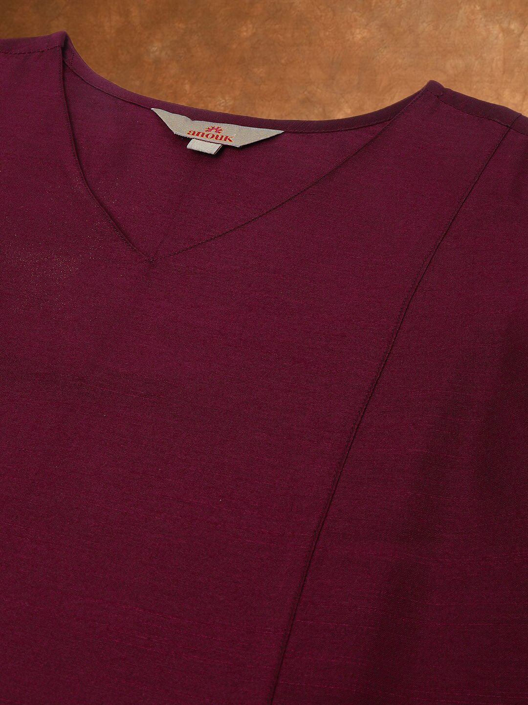 Anouk V-Neck Three-Quarter Sleeves Panelled Kurta with Palazzos