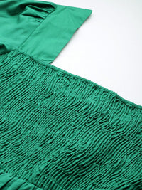 DressBerry Puff Sleeves Smocked Cotton Peplum Top
