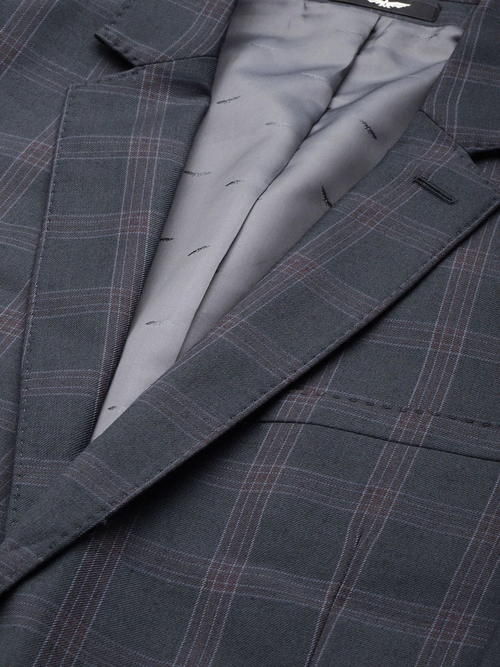 Park Avenue Checked Notched Lapel Single-Breasted Formal 2 Piece Suits