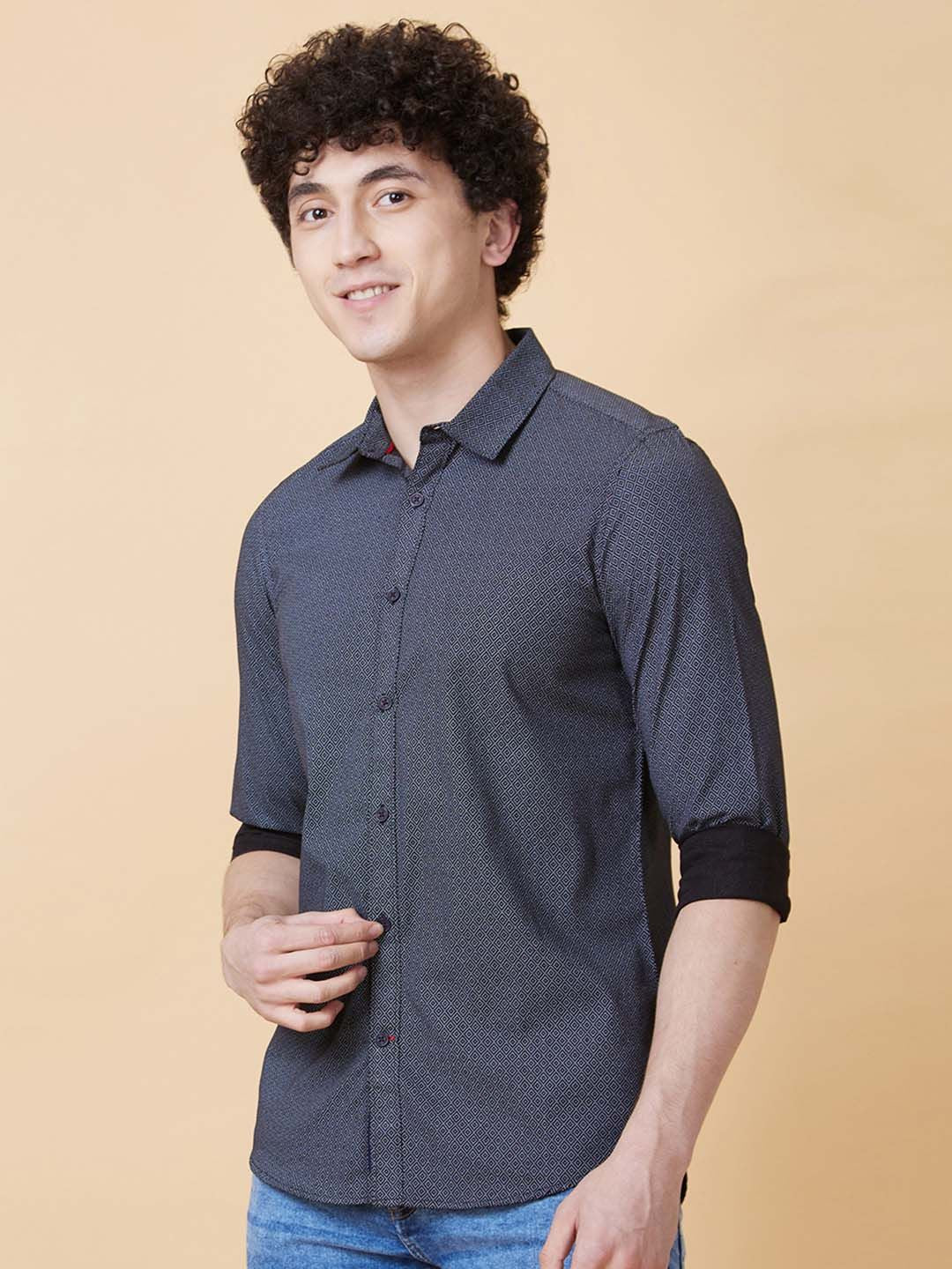 Being Human Pure Cotton Geometric Printed Casual Shirt