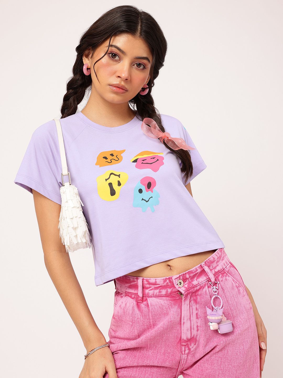 DressBerry Graphic Groove Printed Crop T-shirt