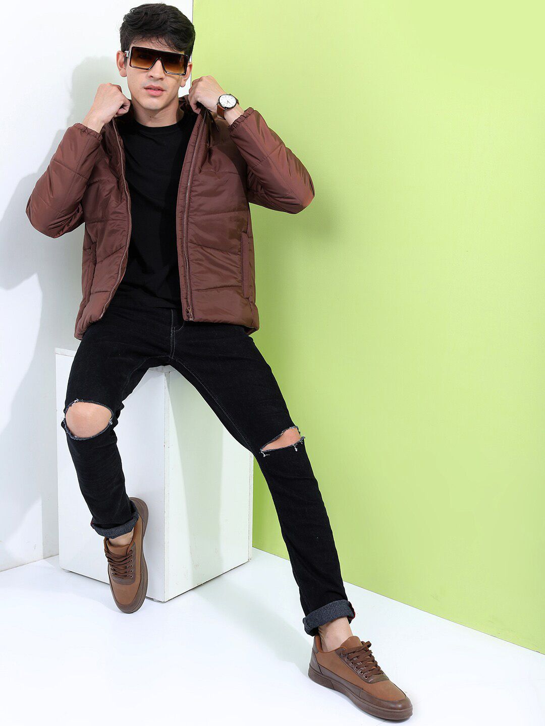HIGHLANDER Men Brown Bomber Jacket