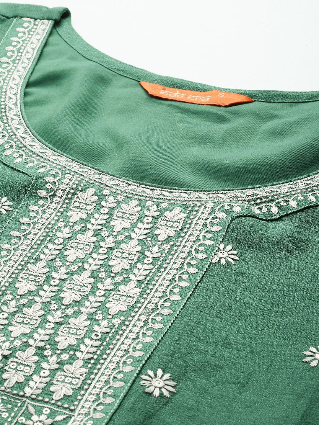 Indo Era Floral Embroidered Sequinned Kurta with Trousers & With Dupatta