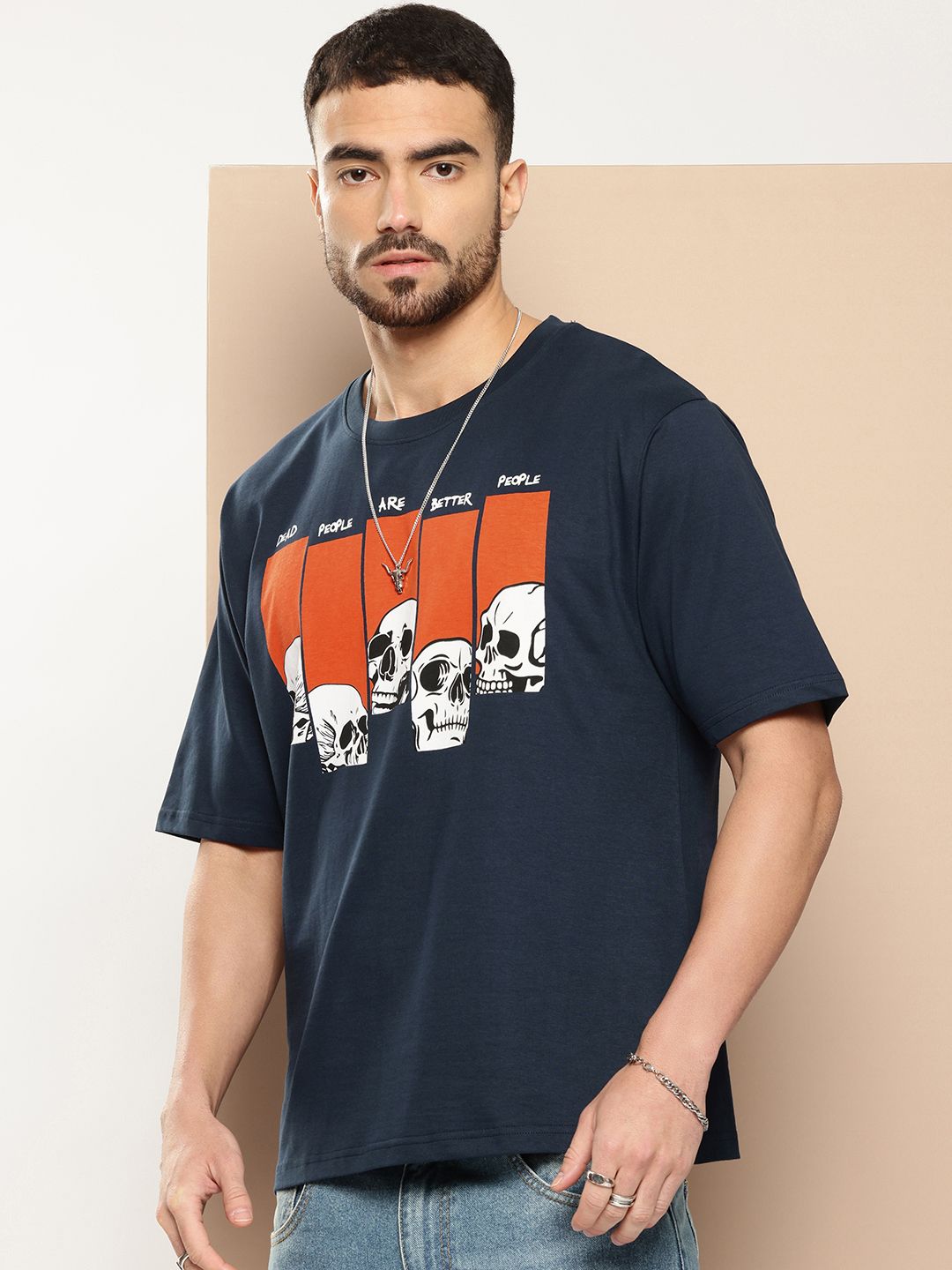 Difference of Opinion Men Printed Oversized Pure Cotton T-shirt