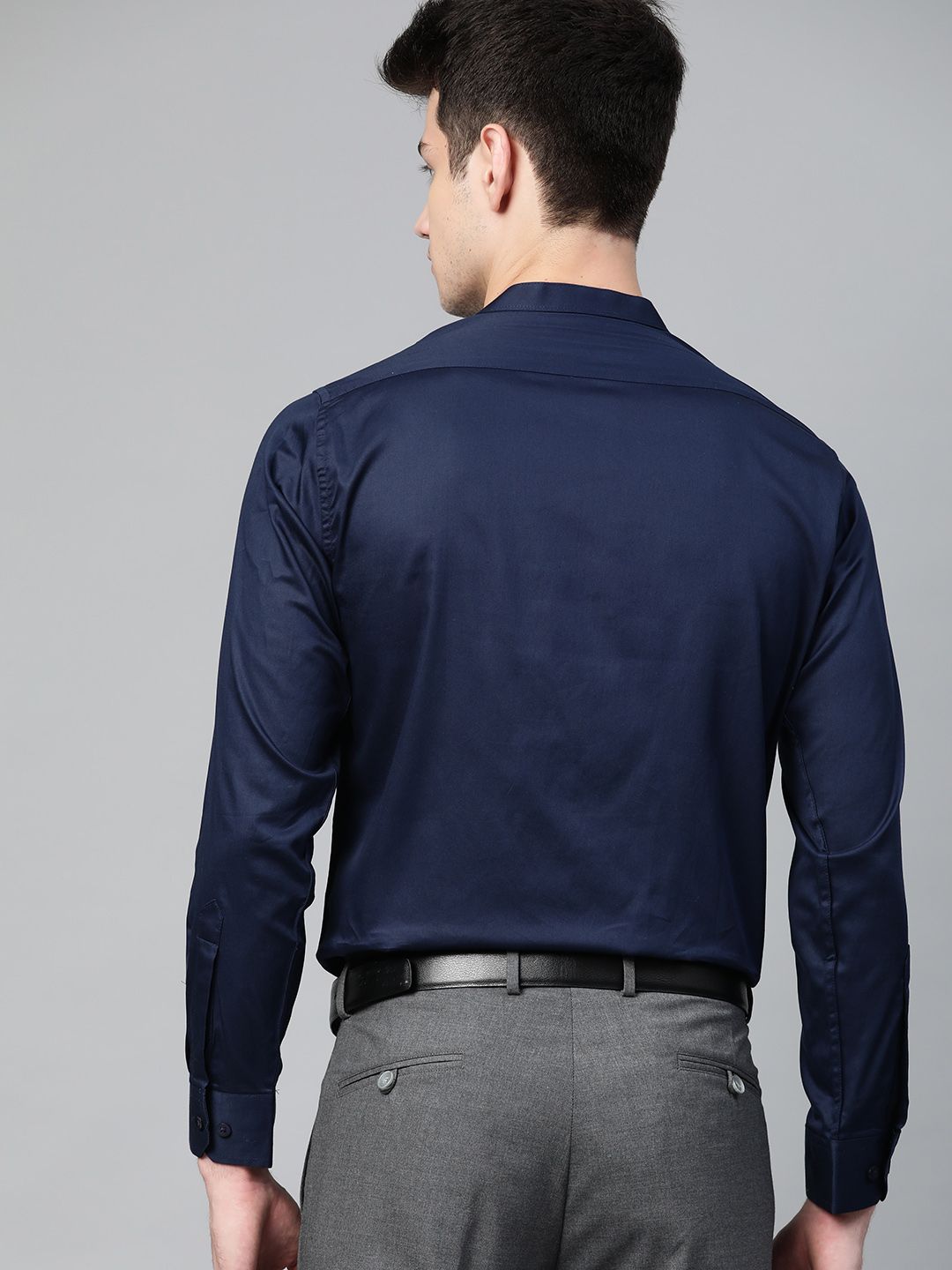 DENNISON Men Navy Blue Smart Slim Fit Solid Formal Shirt