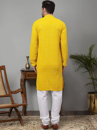 Jompers Floral Embroidered Chikankari Pure Cotton Kurta with Churidar