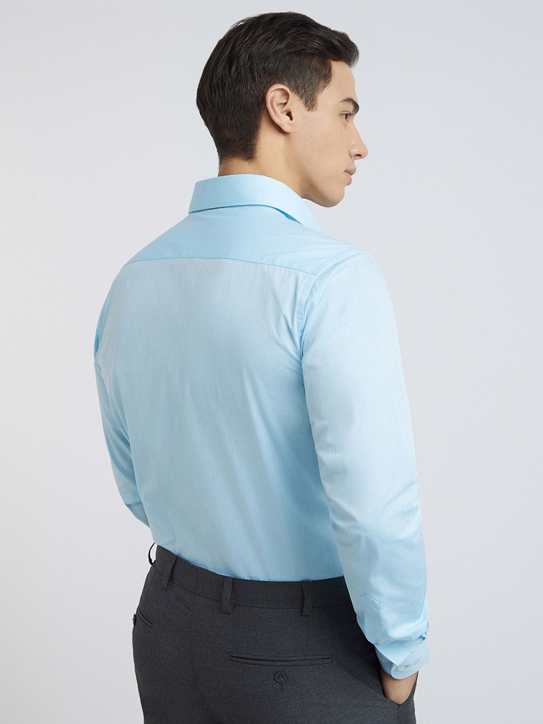 Raymond Men Pure Cotton Self Design Textured Slim Fit Formal Shirt