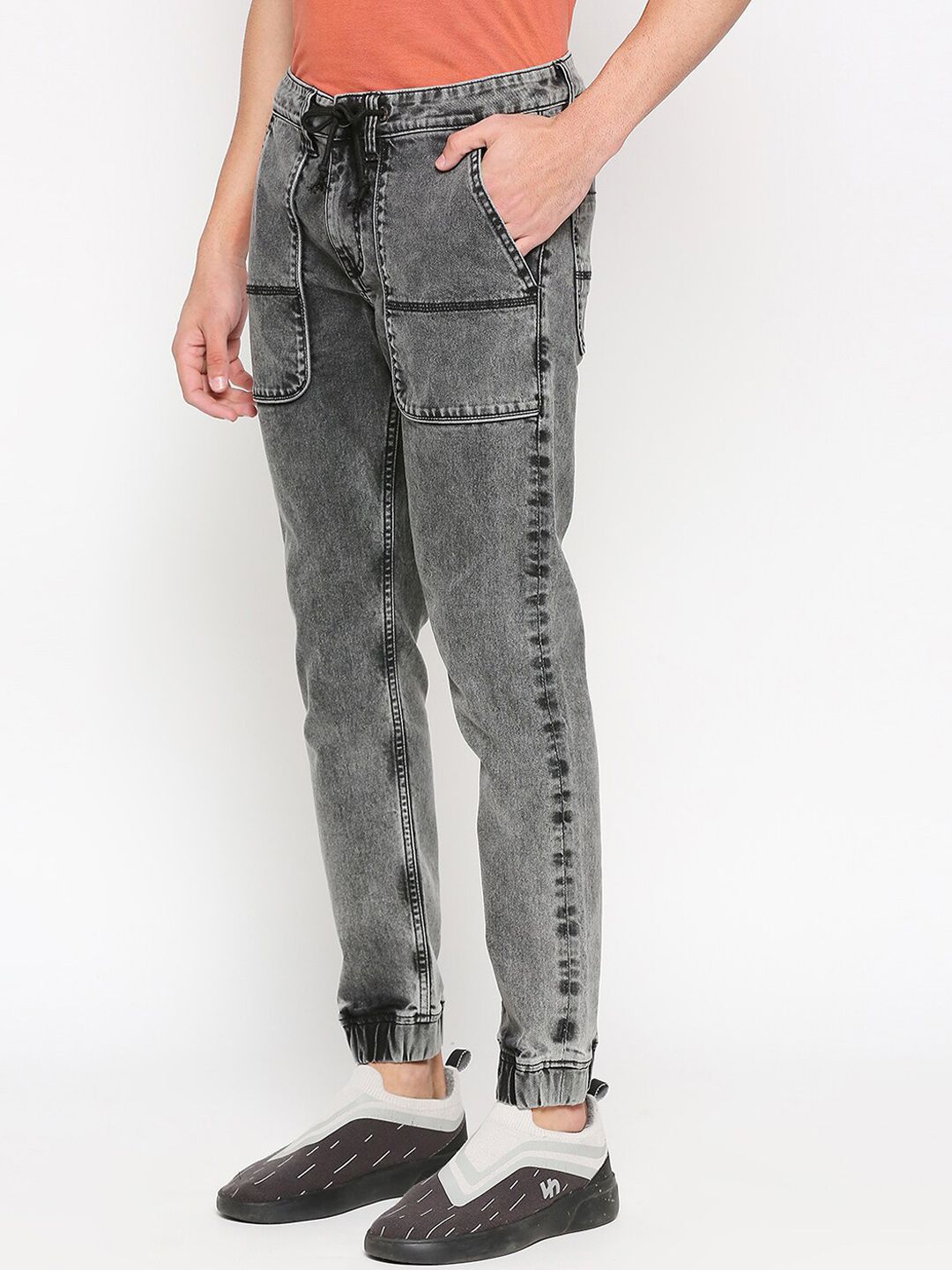 Being Human Men Mid-Rise Clean Look Heavy Fade Denim Jogger