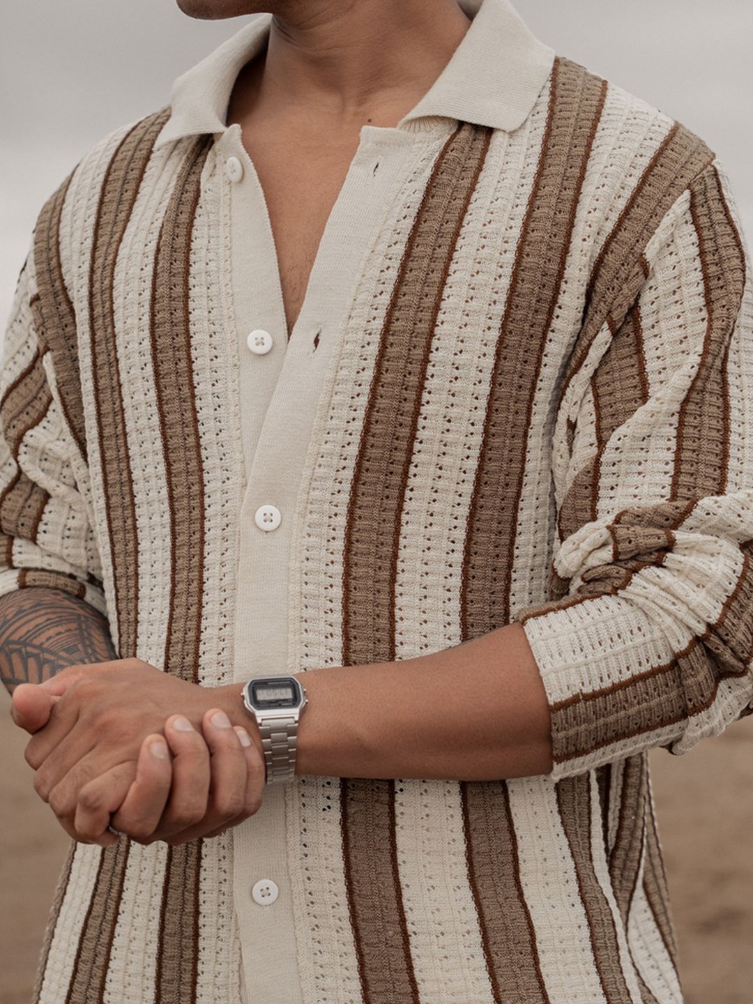 Powerlook Men Opaque Striped Casual Shirt