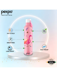 Pexpo Oslo Pink UV Print ISI Certified Thermosteel Hot and Cold Flask Water Bottle 750ml