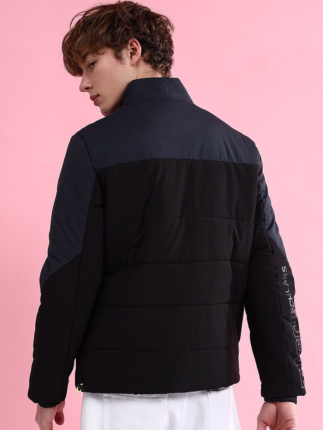 The Indian Garage Co Men Colourblock Zip-Front Regular Fit Puffer Jacket