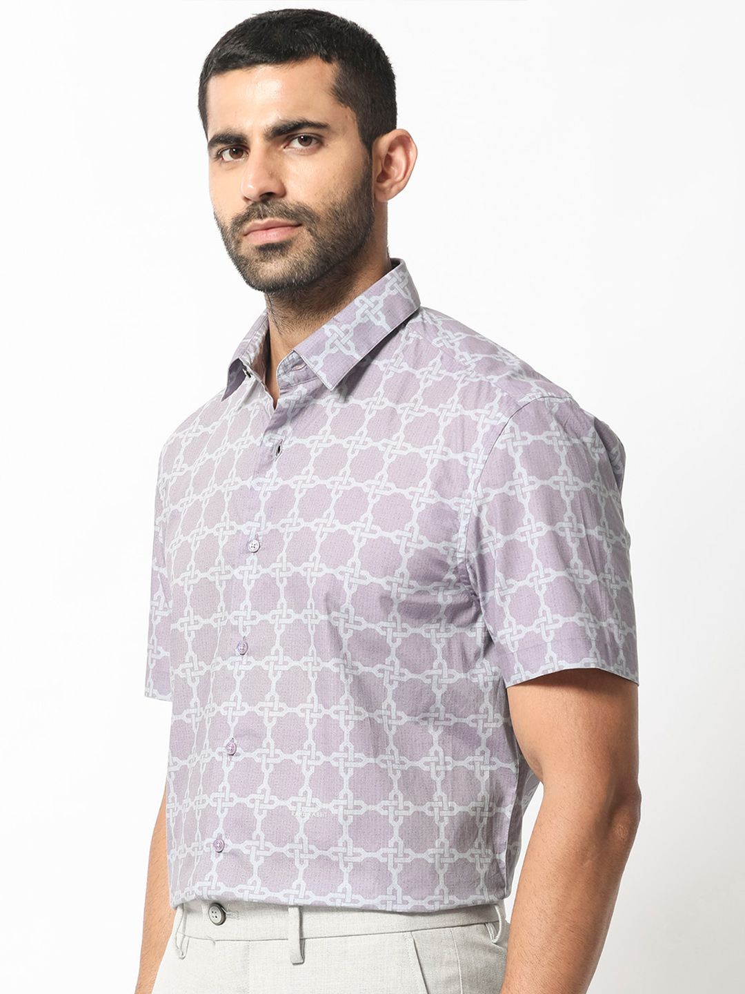 RARE RABBIT Men Barret Slim Fit Geometric Printed Cotton Shirt