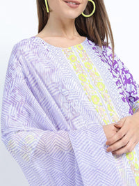Vishudh Women Mauve printed Straight Kurta with Palazzo and Dupatta