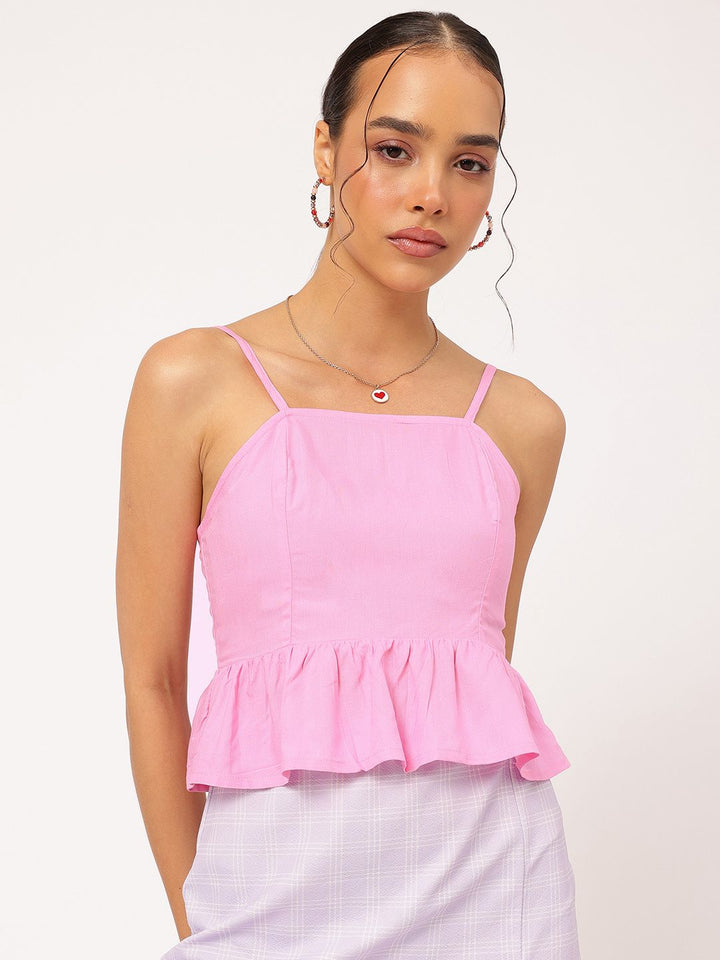 DressBerry City Chic Smocked Back Peplum Top