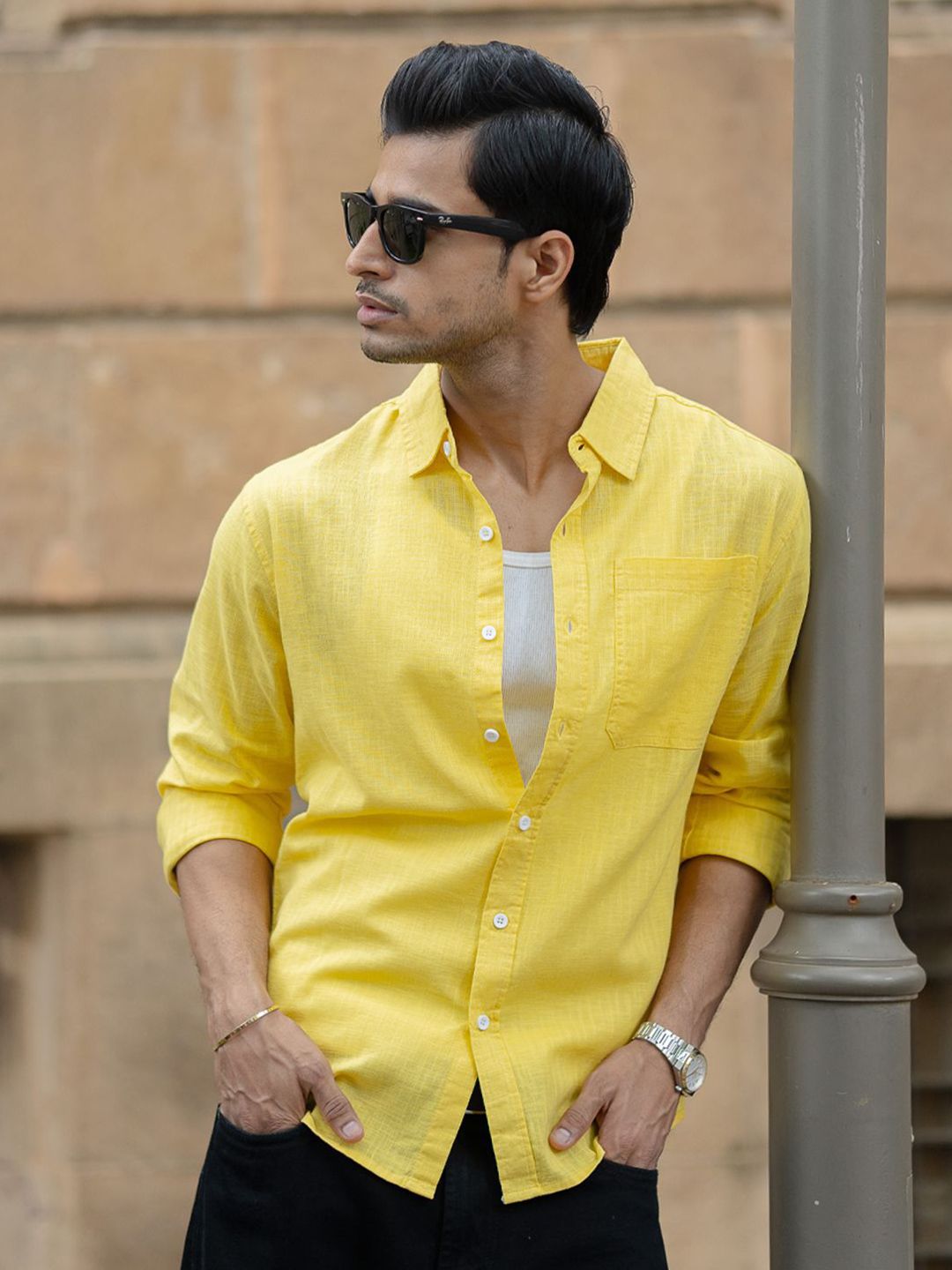 Powerlook Men Solid Spread Collar Casual Shirt