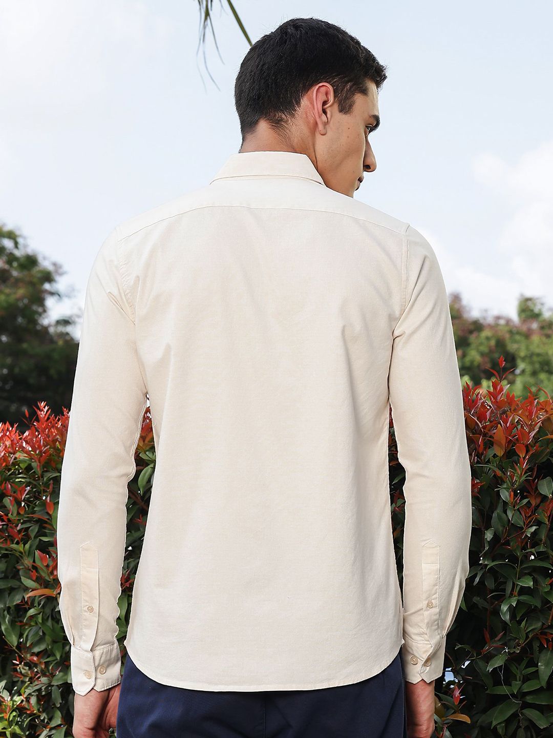 Thomas Scott Men's Cotton Floral Embroidered Casual Shirt
