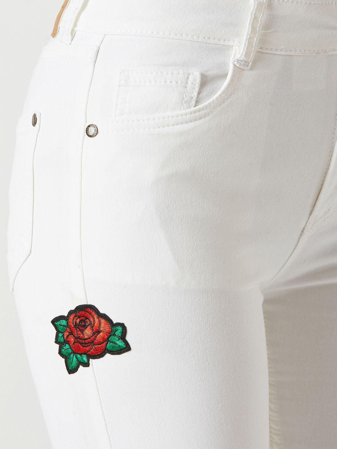 Miss Chase Women White Skinny Fit Mid-Rise Clean Look Jeans