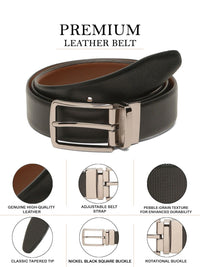 Teakwood Leathers Men Textured Leather Reversible Formal Belt