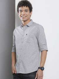 The Indian Garage Co Men Grey Printed Pure Cotton Casual Shirt