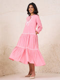 House of Chikankari Women Dust Pink Cotton Chikankari Dress Sulam