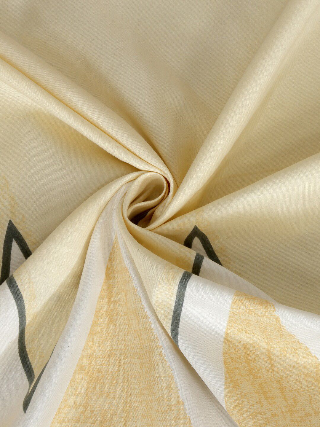 KLOTTHE Beige Geometric Cotton 300 TC King Cadar Halus dengan 2 Sarung Bantal-98 x 87 inci