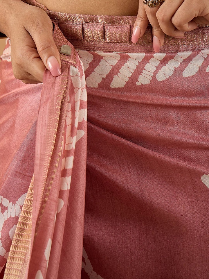 Saree mall Floral Zari Block Print Ready to Wear Sarees