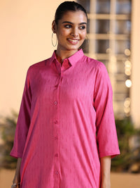 Libas Women Self Design Printed Shirt Collar Tunic